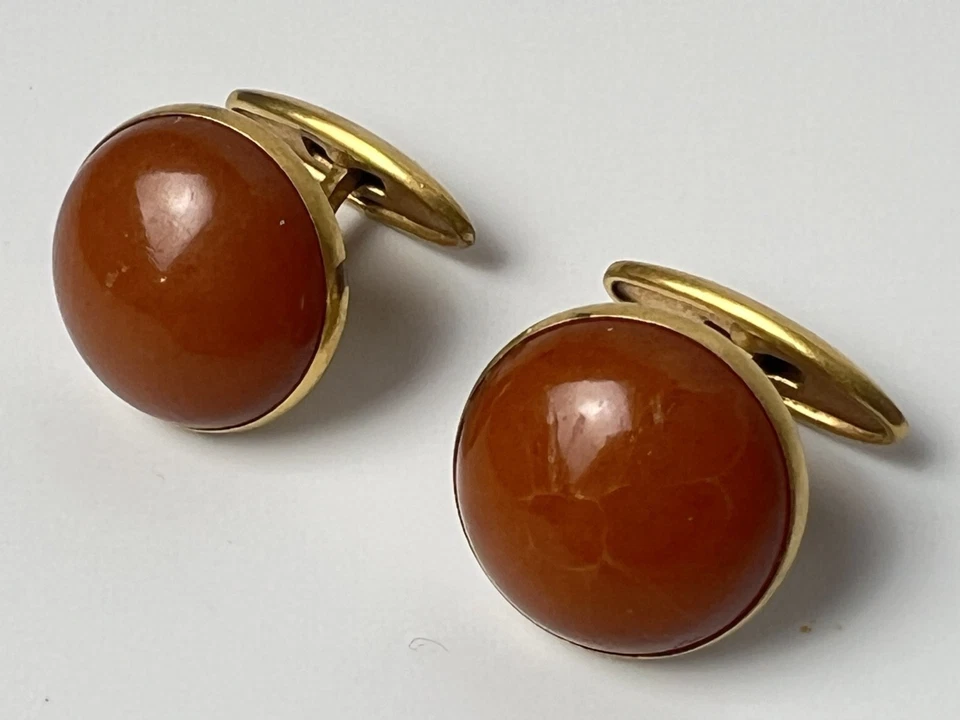Gemelos ámbar soviéticos vintage URSS ámbar báltico joyería para hombre coleccionable Foto 2 de 4