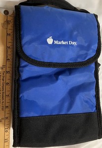 LUNCH BAG INSULATED ROYAL BLUE/BLACK/HAND HOLDER/I.D. SPACE/BOTTLE HOLDER