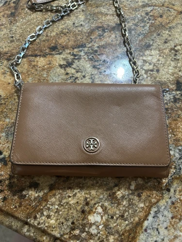 Borsa a tracolla Tory Burch in pelle saffiano Emerson catena portafoglio