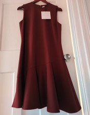 Victoria Victoria Beckham Garnet Fit & Flare Crepe Zip Dress UK 10