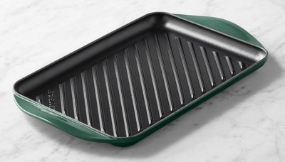 Le Creuset Rectangular Skinny Grill - Enameled Cast Iron - Foret (Green) - NEW