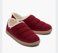 TOMS Ezra Red Felt Faux Fur Lined Slip-On Slippers US 9.5 EU 41 UK 7.5
