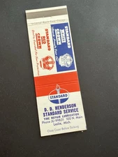 Vintage Michigan Matchbook “D. D. HENDERSON STANDARD GASOLINE SERVICE” Leslie