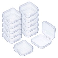 24Pcs Small Plastic Beads Storage Containers with Lids Square 1.4x1.38x0.79"
