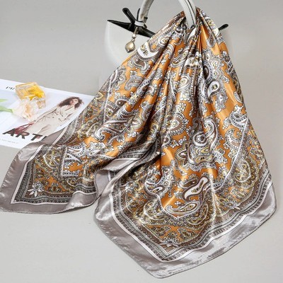 Print Damen Quadrat 90x90 cm Tuch Satin Seide Bedruckt Kopf Halstuch