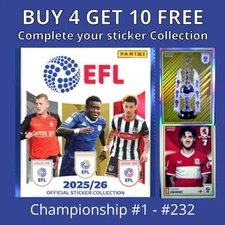 EFL 2026 Panini Football Stickers - 2025/26 Championship Numbers #1 - #232
