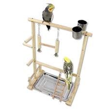 Wooden Bird Playground Standing Birds Hanging Toys Perch Play for Cockatiels