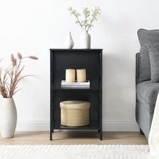 3 Tier Industrial Bookshelf with Metal Frame and 2 Cube Storage for Living Room