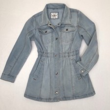 Urban Republic Girls L Light Denim Peplum Jacket Adjustable Waist Pockets Snap