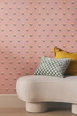 Anthropologie Ottoline Indian Tulips Floral  Wallpaper in Pink