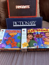 MB Games Board Game Bundle: Dingbats, Pictionary, Downfall, Ker-Plunk 1987