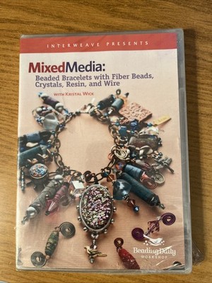 Mixed Media: Beaded Bracelets with Fiber Beads Crystals Resin & Wire NEW
