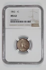 1862 INDIAN HEAD CENT NGC MS62
