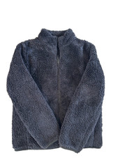 Uniqlo Fluffy Yarn Fleece Full-Zip Teddy Jacket Black Women's L Soft Cozy Sweate