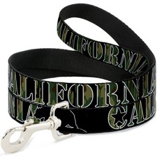 Dog Leash 6-FEET CALIFORNIA/Bear Silhouette Black/Camo Olive WIDE 1.5"