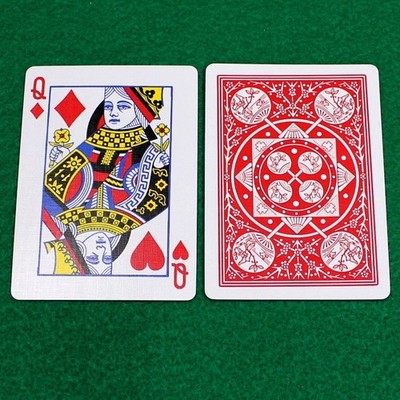 Queen of Diamonds / Hearts, Diagonal, Tally-Ho Red Fan Back, Gaff Card