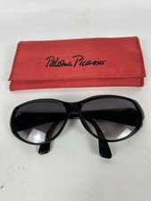 Vintage Paloma Picasso Designer Sunglasses Black Gold Detail w/ Original Case
