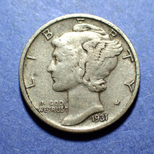1931-S Mercury Dime  XF