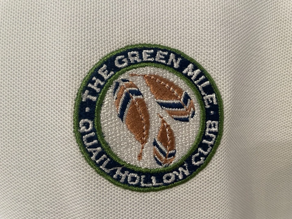 Polo de golf Ahead Performance blanco para hombre talla L ~ The Green Mile Codorniz Hollow Club Foto 2 de 4