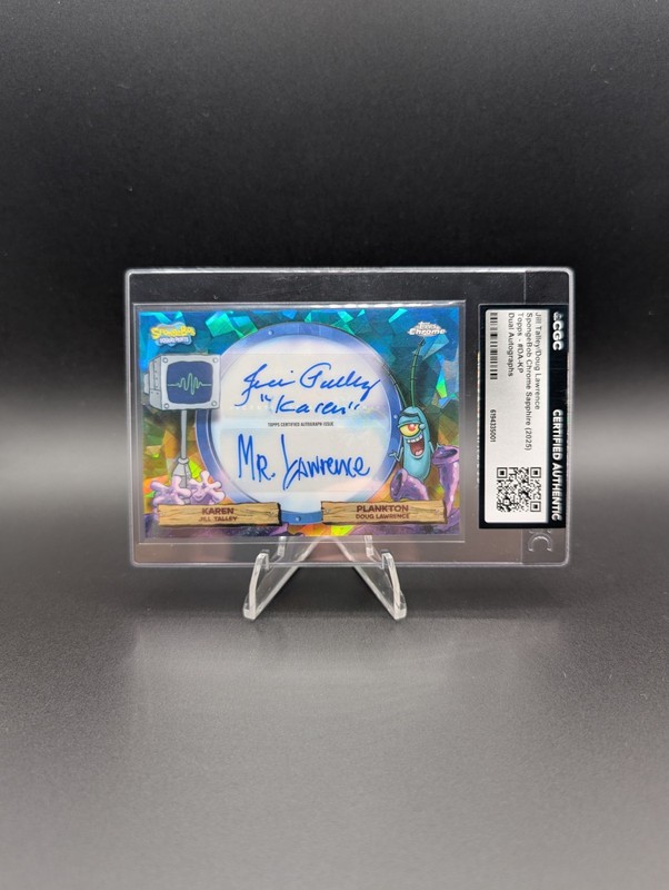 2025 Topps Chrome Spongebob Sapphire Karen Plankton Dual Auto #DA-KP