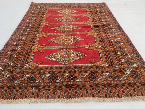 Vintage Traditional Hand Made Pakistani Oriental Wool Red Rug 133x96cm