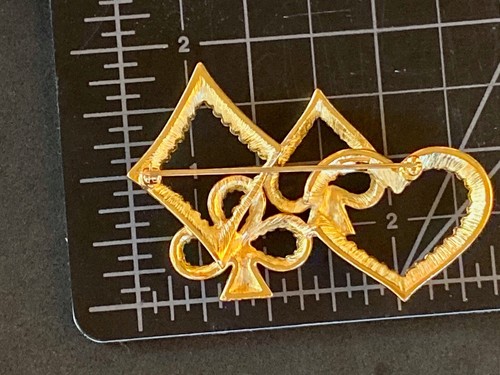 Crown Trifari 2" Playing Deck Card Suits Symbols Brooch Poker Blackjack Vegas! - Picture 5 of 8