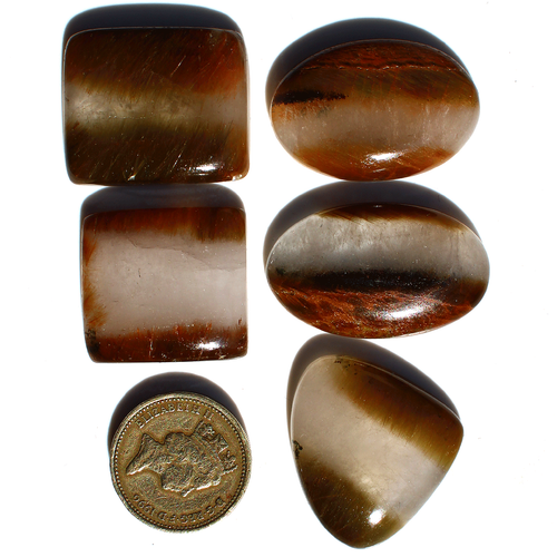 5 Pcs Natural Cacoxenite Rutilated Quartz 26mm-35mm Cabochon Loose Gemstones Lot - Picture 9 of 13