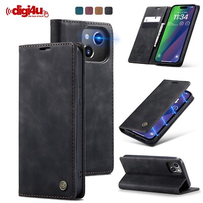 Digi4u Leder Flip Wallet Case Ständer Hülle für iPhone 15 Plus 15 Pro Max