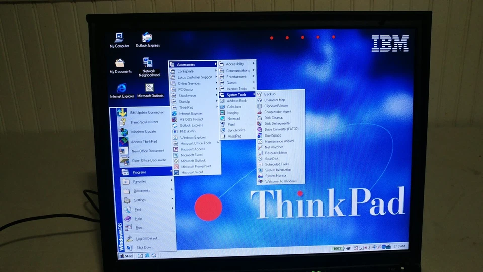 Vintage Retro IBM Thinkpad T42 Gaming Laptop Windows 98SE operating system - Image 4 of 4