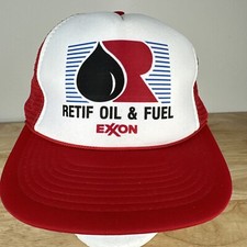 Vtg EXXON Rope SnapBack Red Trucker Hat Mesh Cap Retif Oil & Fuel ExxonMobil