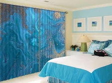 3D Blue Texture ZHUA3420 Photo Curtain Window Blockout Fabric Amy 2023