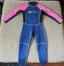 NATYFLY Girl's Wetsuit Size M - Navy/Pink 90 Neoprene 10 Nylon - VGUC