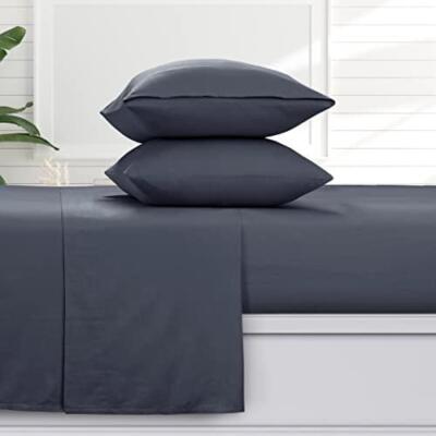 Tribeca Living Solid 170-GSM Flannel Extra Deep Pocket Sheet Set Queen Cloudy