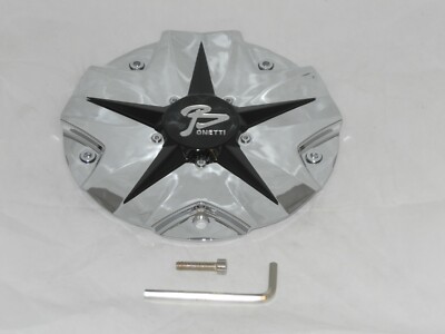 BONETTI GLOSS BLACK / CHROME C5187-1CPA C5187-2CPA WHEEL RIM CENTER CAP W/ SCREW