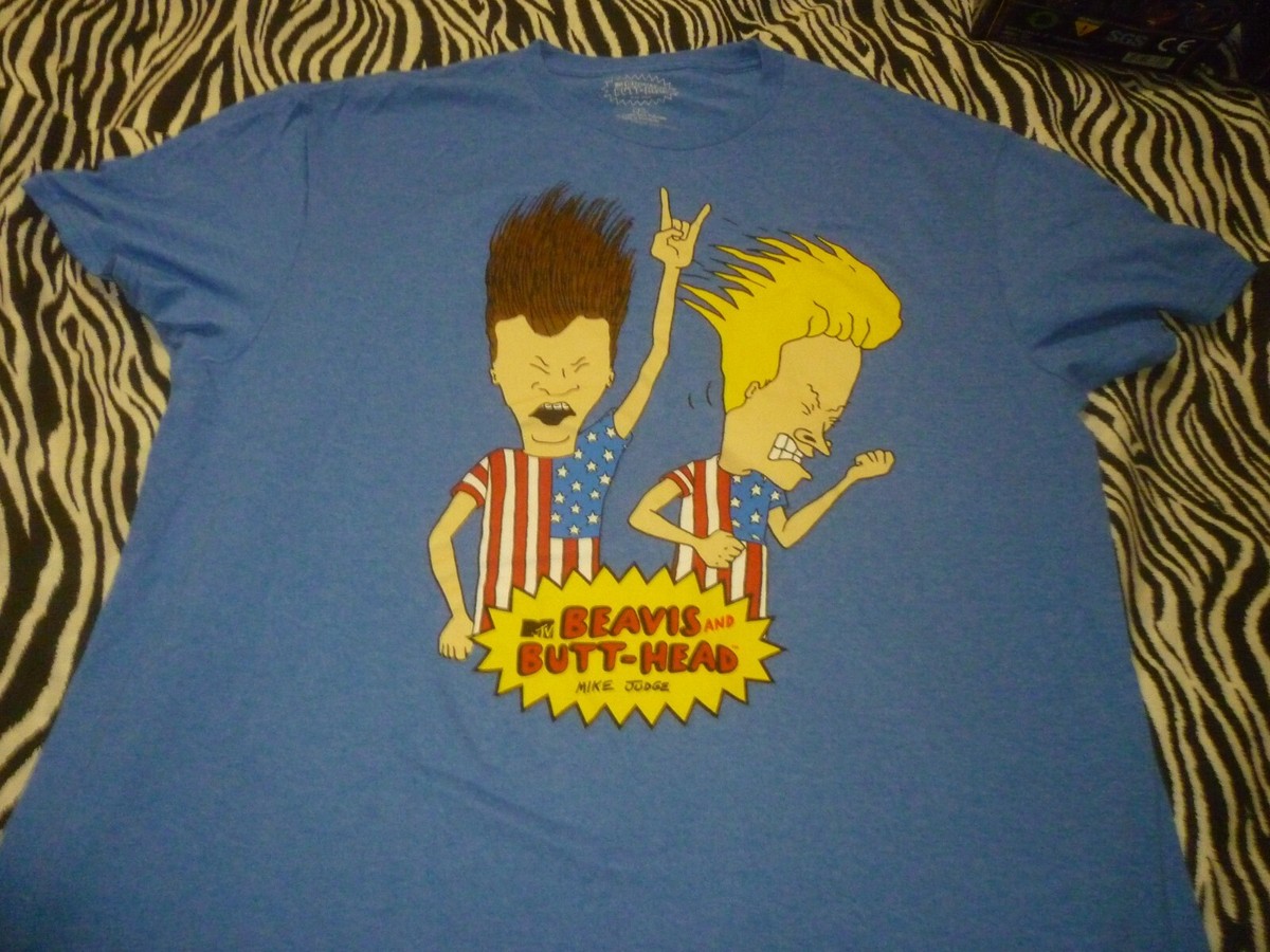 BEAVIS AND BUTT-HEAD/Tシャツ/XL/コットン/NVY/プリント
