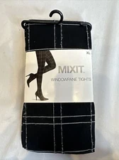 Mix it Windowpane Tights XL Full Foot Hose Checker Plaid