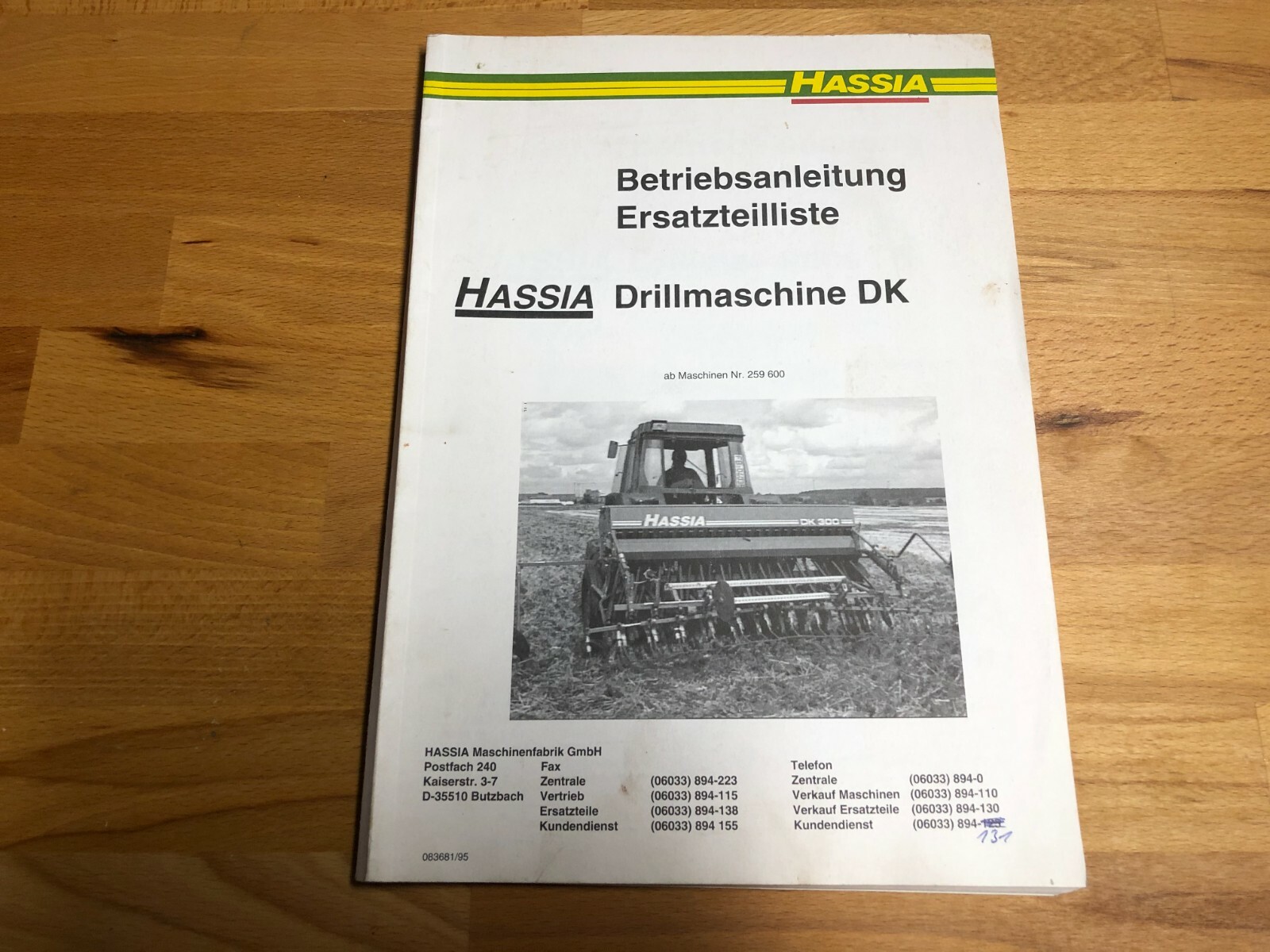 Betriebsanleitung Und Ersatzteilliste Fur Hassia Drillmaschine Dk Samaschine Ebay