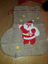 Weihnachtsdeko Jute Stiefel Nikolausbeutel mit Nikolausmotiv ca. 30 x 23 cm