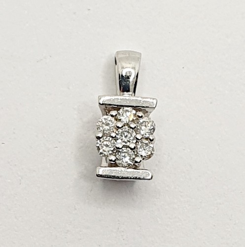 Fancy 9ct Gold Diamond Cluster 0.15ct White Gold Pendant Hallmarked - Picture 6 of 20