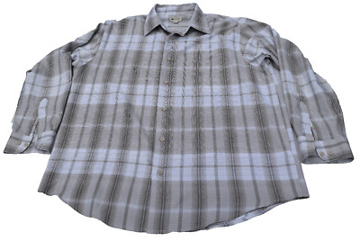 Haggar Shirt Men's Size L Brown Black Check Long Sleeve Pocket Button Up