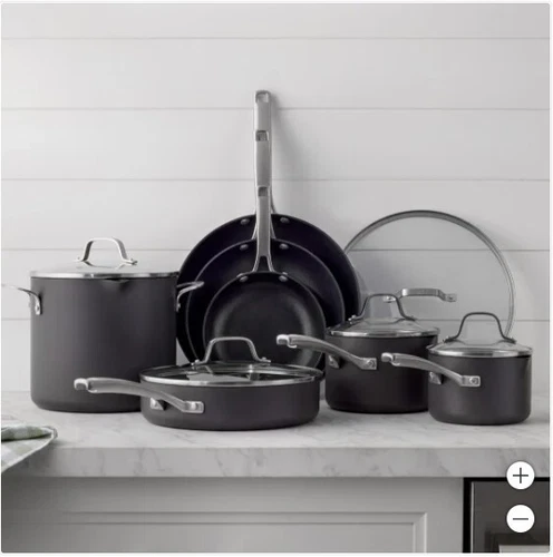 12-Piece Calphalon Classic Hard Anodized Non-Stick Cookware Pots Pans Set NEW