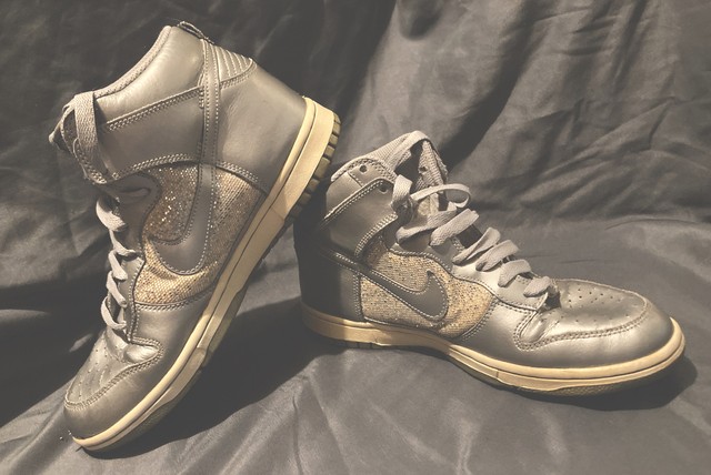 nike dunk high silver glitter