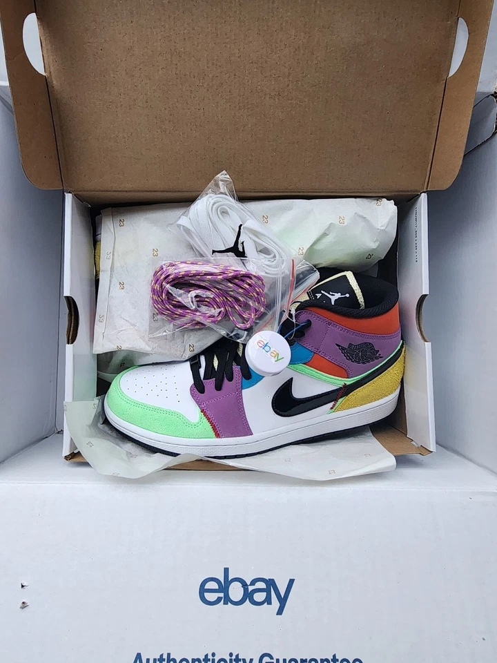 Auténticas bombillas Nike Air Jordan 1 Mid SE multicolor talla 10,5 (mujeres) con caja Foto 2 de 4