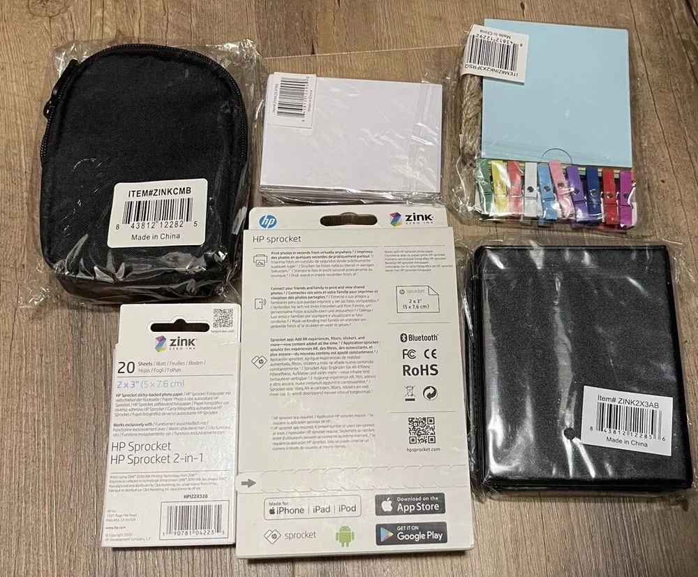 NEW HP Sprocket Portable Photo Printer bundle Set Case Art Hobby Scrapbooking
