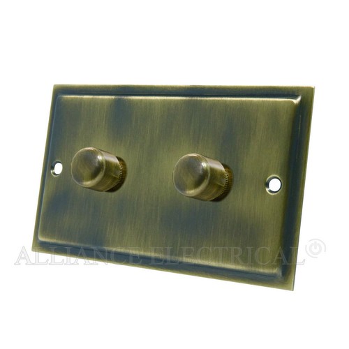 Atenuador de latón antiguo Slimline 1000W - 10 amperios 1 marcha/2 marchas 2 vías interruptor atenuador - Imagen 3 de 3