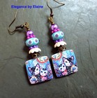 Cat Earrings Two Colorful Cats Handmade Artisan Earrings Furbabies Feline Kitty — photo 1