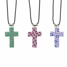 Colorful Cross Pendant Necklace NEW - YOU CHOOSE COLOR