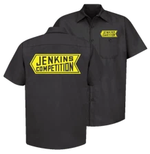 Jenkins Competition Black Mechanics Work Shirt, Chev Ford Mopar NHRA