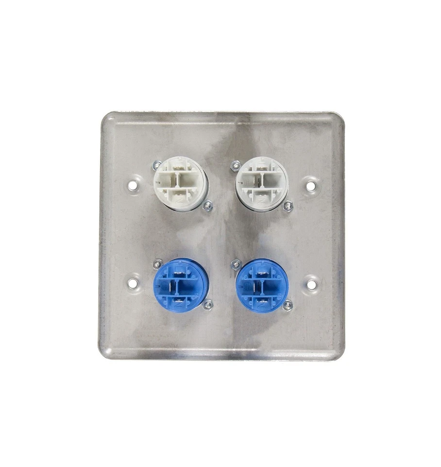 4 placas de pared cuádruples con 2 Powercon A azules y 2 Powercon B grises de OSP Foto 3 de 3