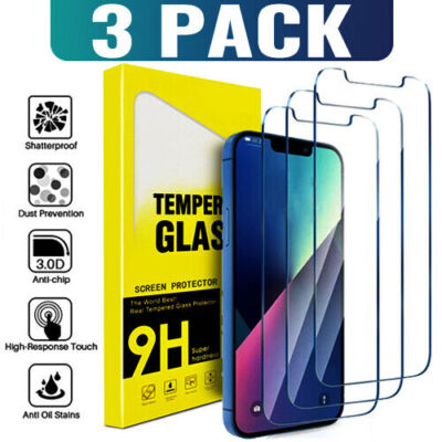 3PC For iPhone 16 15 14 13 12 11 Pro Max XR Tempered Glass Screen  Protector